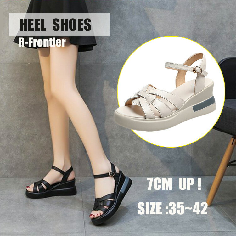 サンダル 疲れにくい レディース 履きやすい 滑り止め 白 黒7CM ヒール 疲れない サンダル レディース 大人っぽい 女性らしい サンダルスニーカー ヒール ホワイト 軽量 涼しい 歩きやすい 走れる 美脚 痛くない 身長アップ カジュアル シューズ