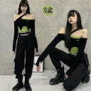 緑 k-pop 衣装 大人 緑 ダンス衣装 セットアップ ヒップホップ レディース ジャズダンス衣装 へそ出し トップス へそ出し 黒 カーゴパンツ セットアッ...