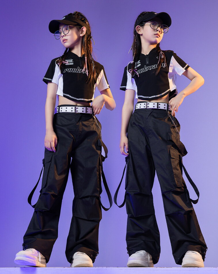 キッズ ダンス パンツ 女の子 カーゴパンツ キッズ 黒 パンツ トップス タンクトップ へそ出し k-pop 衣装 韓国 衣装 中高生 ヒップホップ セットアップ ジャズ 女の子 チアダンス ガールズ 子供服 演出服 練習着 応援団 普段着 ダンス 発表会 HIPHOP ステージ衣装