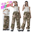 キッズダンス衣装 女の子 へそ出しトップス 迷彩パンツ k-pop 衣装 セットアップ タンクトップ グリーン カーゴパンツ 韓国 ダンス衣装 女の子 ジャズ チアダンス ジュニア 練習着 韓国 チアガール jazz 演出服 応援団 ステージ衣装 ダンス発表会 学園祭 120 180cm