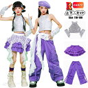 カーゴパンツ パープル キッズ ダンス衣装 k-pop 衣装 セットアップ 女の子 へそ出し トップス キラキラ シルバー 袖カバー スパコール スカート 足カバー ワイドパンツ 腰巻き 韓国 アイドル 衣装 アイドル風 K-POP 演出服 ステージ 衣装 韓国 ヒップホップ ジャズダンス