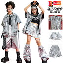シルバー シャツ キッズ ダンス 衣装 セットアップ 男の子 女の子 ダンス衣装 キッズ キラキラ ゆったり トップス へそ出し カーゴパンツ 銀色 k-pop 衣装 韓国 アイドル 衣装 ステージ 衣装 ヒップホップ ジャズ チアダンス ダンス 発表会 チアガール