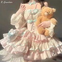 ロリータ ワンピース 女の子 可愛い ワンピース 春 桜 お花見 レディース かわいい ピンク ブルー レース リボン Lolita ロリィタ 甘ロリ リボン ...