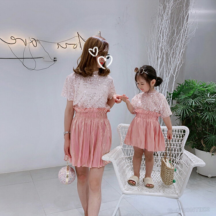 親子ペア ワンピース リゾート 親子 ペアルック ママ 娘 おそろい リンクコーデ 親子 セット 夏 母 娘 ..