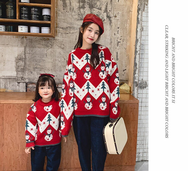 クリスマス セーター 親子 親子ペア クリスマス衣装 リンクコーデ 親子 セット 冬 赤 ニットセーター 雪だるま セーター レッド 男女 おそろい 子供 服 家族 お揃い プレゼント キッズ 女の子 パパ 母 息子 ママと娘 韓国 子供服 可愛い イベント 誕生日 2