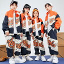 オレンジ 長袖 k-pop 衣装 キッズダンス衣装 スポーツ衣装 ジャケット セットアップ 韓国 トップス ワイドパンツ チアガール 長ズボン ダンス 練習着 ...