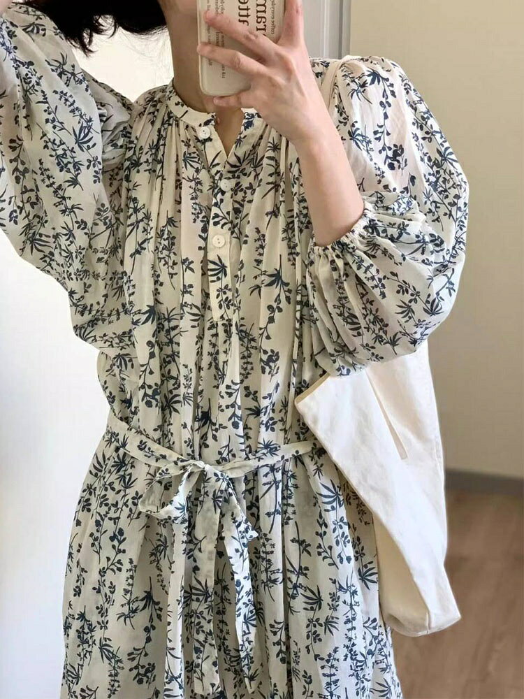 ロングワンピース レディース 花柄 ワンピース シャツワンピース 夏 Aライン ロン...