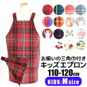 【楽天スーパーSALE 15%OFF 送料無料】キッズエプロン 子供用エプロン 三角巾セット 三角巾 エプロンセット 三角巾付き 綿100% コットン キッズMサイズ H型エプロン ブラック/アイボリー/シルバー/ピンク/ベージュ/グリーン/ブルー 110cm/120cm