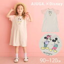 アジュガ disney ミッキー ミニー 子供服 ワンピース 女の子 夏 半袖ワンピース 綿 綿100% スカート 春夏 ワンピ ピンク 女子 アジュガ コラボ チュニック スカート アジュガ