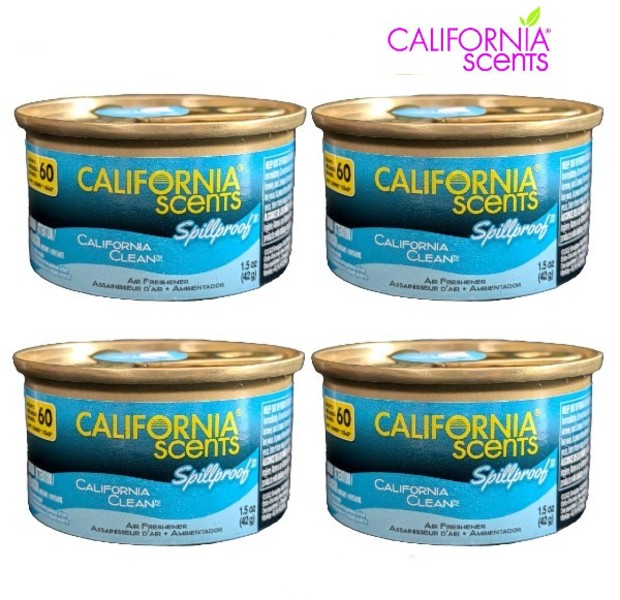 Rakuten - CALIFORNIA SCENTS カリフォルニア・センツ Organic Air Freshenerカリフォルニアクリーンエアーフレッシュナー 4缶セット 純正リッド1枚付き 車用 室内用