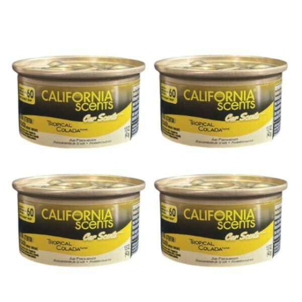 Rakuten - CALIFORNIA SCENTS カリフォルニア・センツ Organic Air Freshenerトロピカルコラーダエアーフレッシュナー 4缶セット 純正リッド1枚付き 車用 室内用