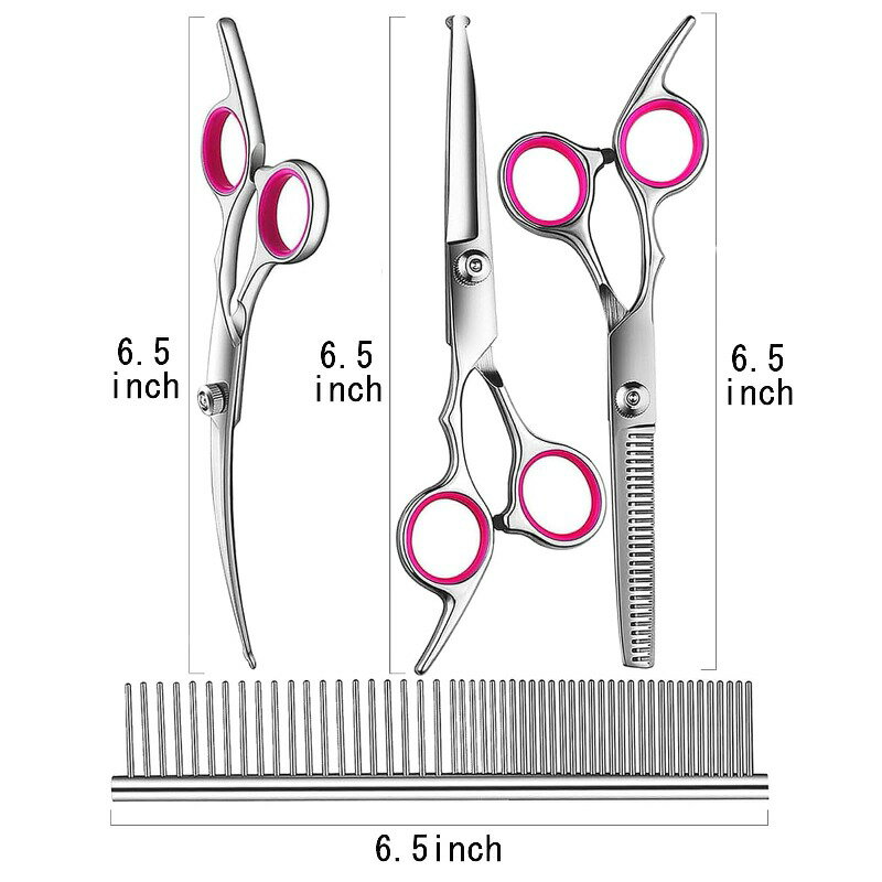 トリミング ハサミ 犬用グルーミングはさみキット プロフェッショナルな トリミングシザー 安全な丸い先端部 ステンレス製 すきバサミ 2