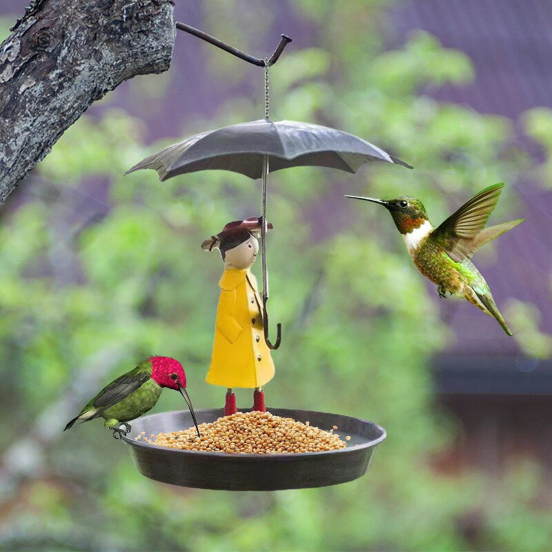 バードフィーダー ガーデン 鳥の餌箱 鳥の餌箱 吊下げ 女の子と傘 鳥の餌台 バードフィーダー 鳥 えさ入れ 庭 バードフィーダー オウム バードハウス 野鳥の餌台 バードウォッチング 庭 屋外 …