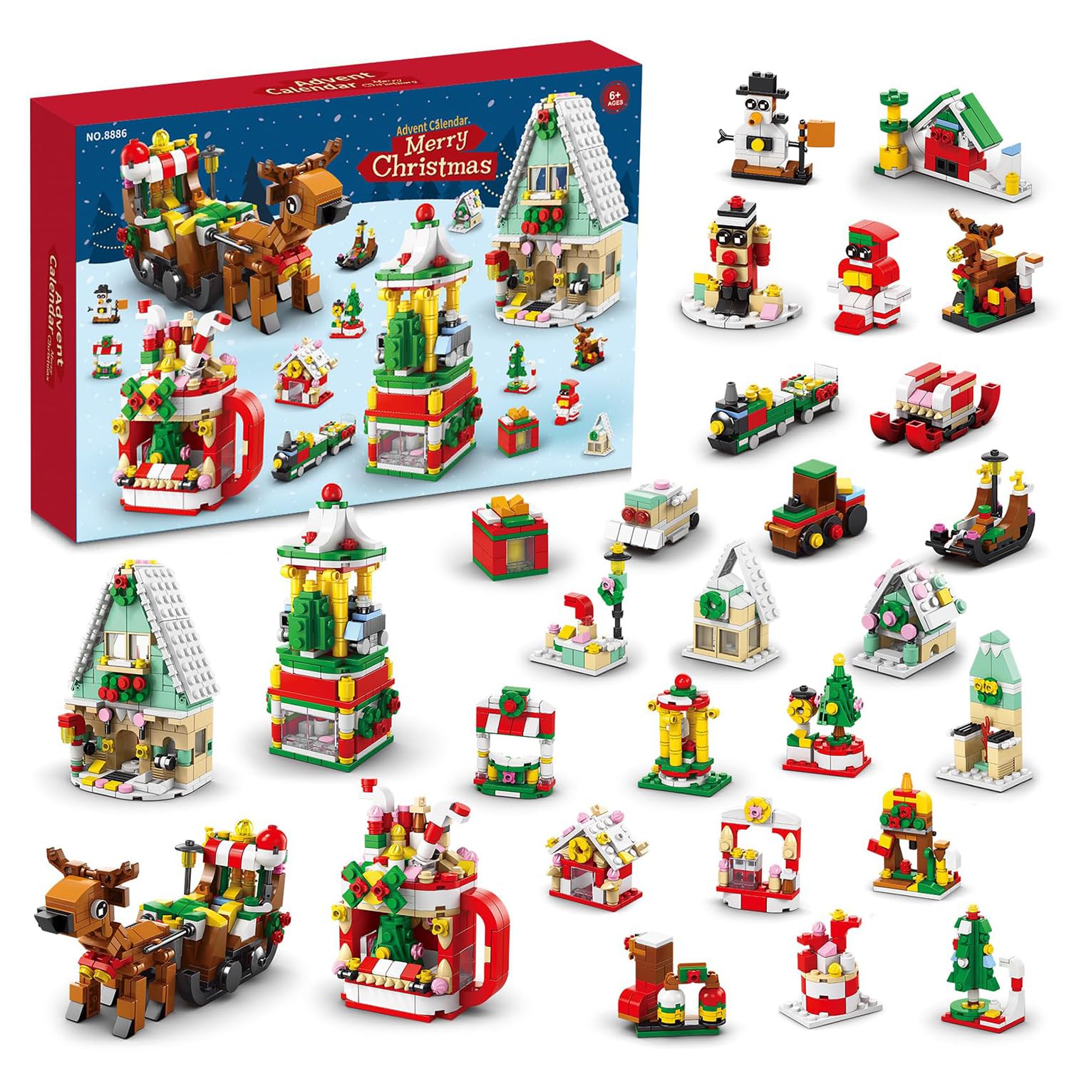 おもちゃのアドベントカレンダー クリスマス アドベントカレンダー 2023 クリスマスがテーマの組み立ておもちゃ クリスマスまで 24 日のカウントダウン カレンダー クリスマス ストッキングの詰め物 対象年齢 4 5 6 7 8-12 歳 (クリスマスのそり)