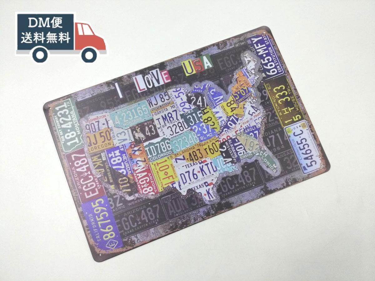 ブリキ看板 アメリカ USA 州 地図 MAP メタルプレート DM便対応