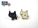 黒猫 白猫 ピンバッジ 2個セット かわいい 猫モチーフ ピンズ ネコ グッズ バッグ 帽子 アクセサリー