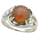 【本物保証】 鑑付 新品同様 LO リング 指輪 プラチナ Pt900 天然オパール 2.647ct メレダイヤモンド 0.14ct 12号 2ct up 2カラット以上 【中古】