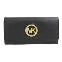 【8/1 P2倍】【大幅値下げ!】 美品 マイケルコース MICHAEL KORS ホック付 長財布 レザー 黒 32F2GFTE3L 【中古】