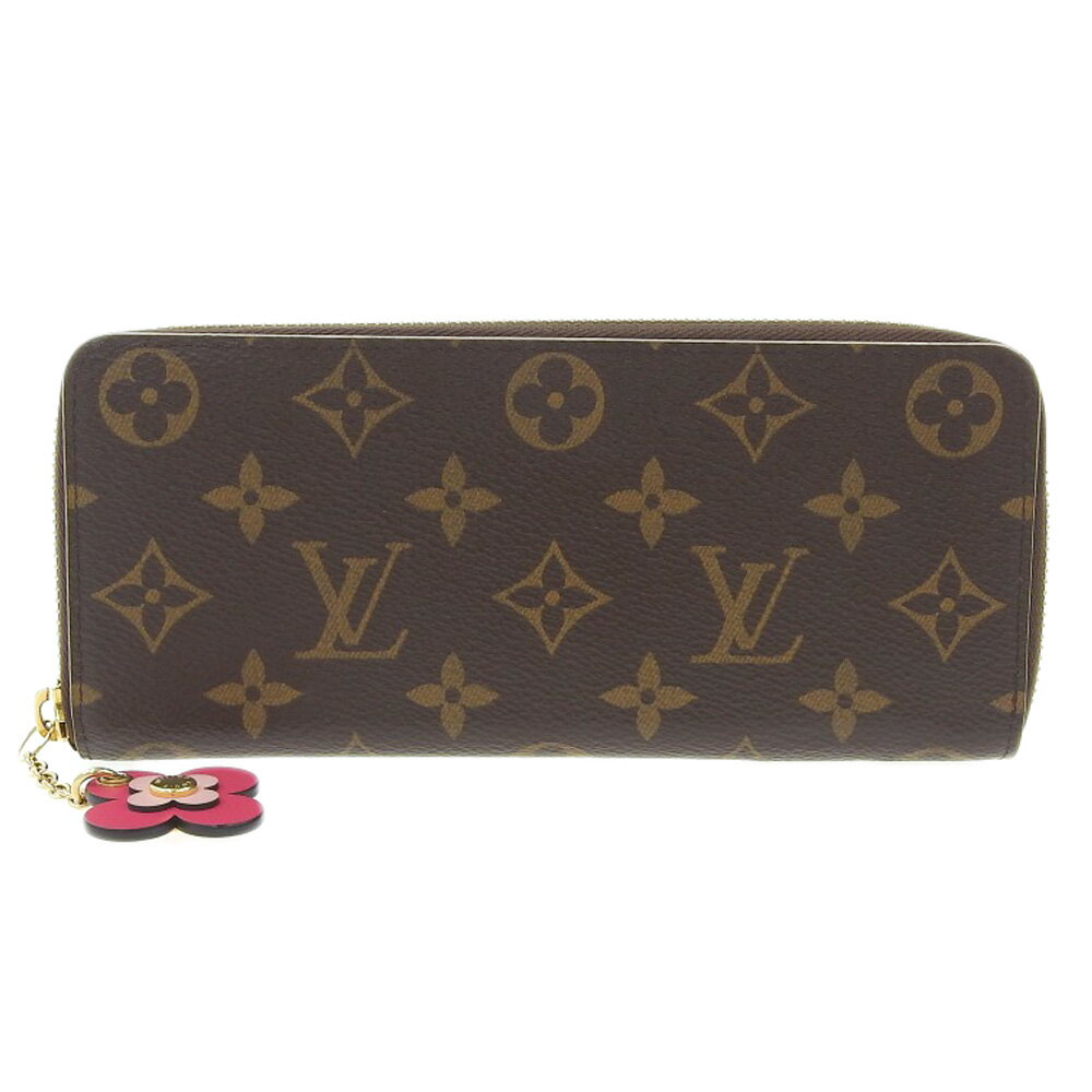 【8/1 P2倍】【本物保証】 美品 ルイヴィトン LOUIS VUITTON モノグラム ポルトフォイユ クレマンス ラウンドファスナー長財布 フラワー 花 M68314 【中古】