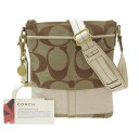 【8/1 P2倍】【本物保証】 コーチ COACH シグネチャー ショルダーバッグ キャンバス ブラウン系 10129 【中古】
