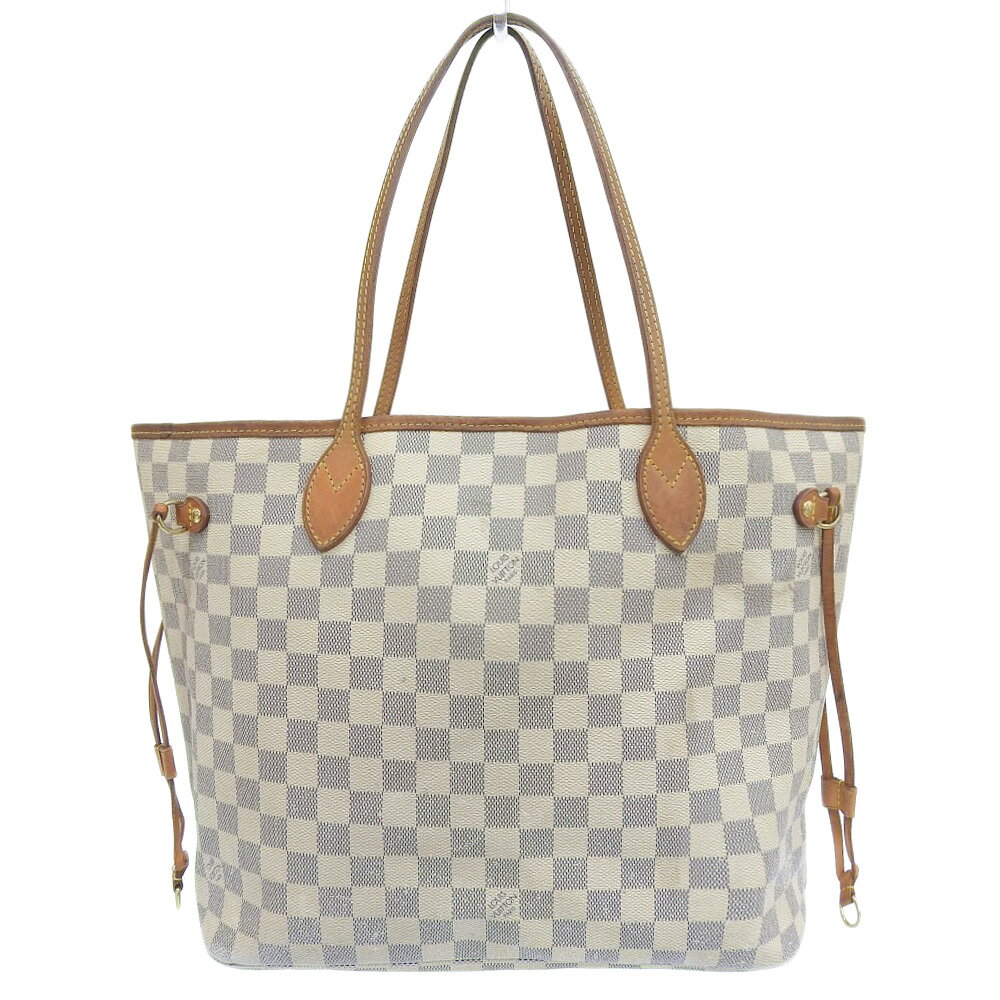 【本物保証】 ルイヴィトン LOUIS VUITTON ダミエ アズール ネヴァーフルMM トートバッグ 白 N51107 【中古】