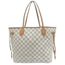 【本物保証】 ルイヴィトン LOUIS VUITTON ダミエ アズール ネヴァーフルMM トートバッグ 白 N51107 【中古】