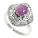 【8/1 P2倍】【本物保証】 鑑付 超美品 リング プラチナ Pt900 パープルスターサファイア 3.39ct ダイヤモンド 1.356ct 12号 【中古...