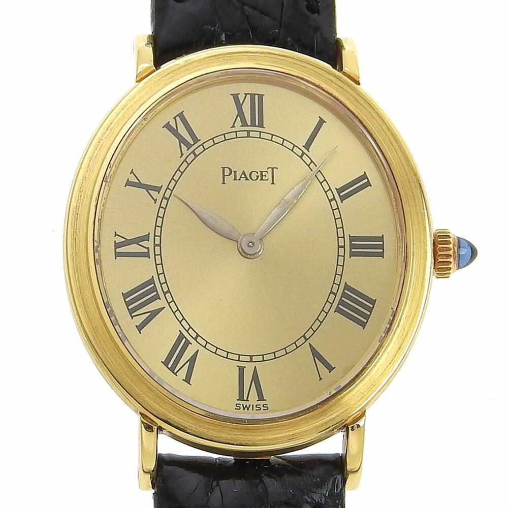  新品同様 ピアジェ PIAGET レディース 手巻き 腕時計 オーバル ゴールド文字盤 シンプル 希少 レア 