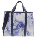 【本物保証】 超美品 ルイヴィトン LOUIS VUITTON ウォーターカラー モノグラム ウィークエンド トート PM 2WAYバッグ ブルー 白 M457...