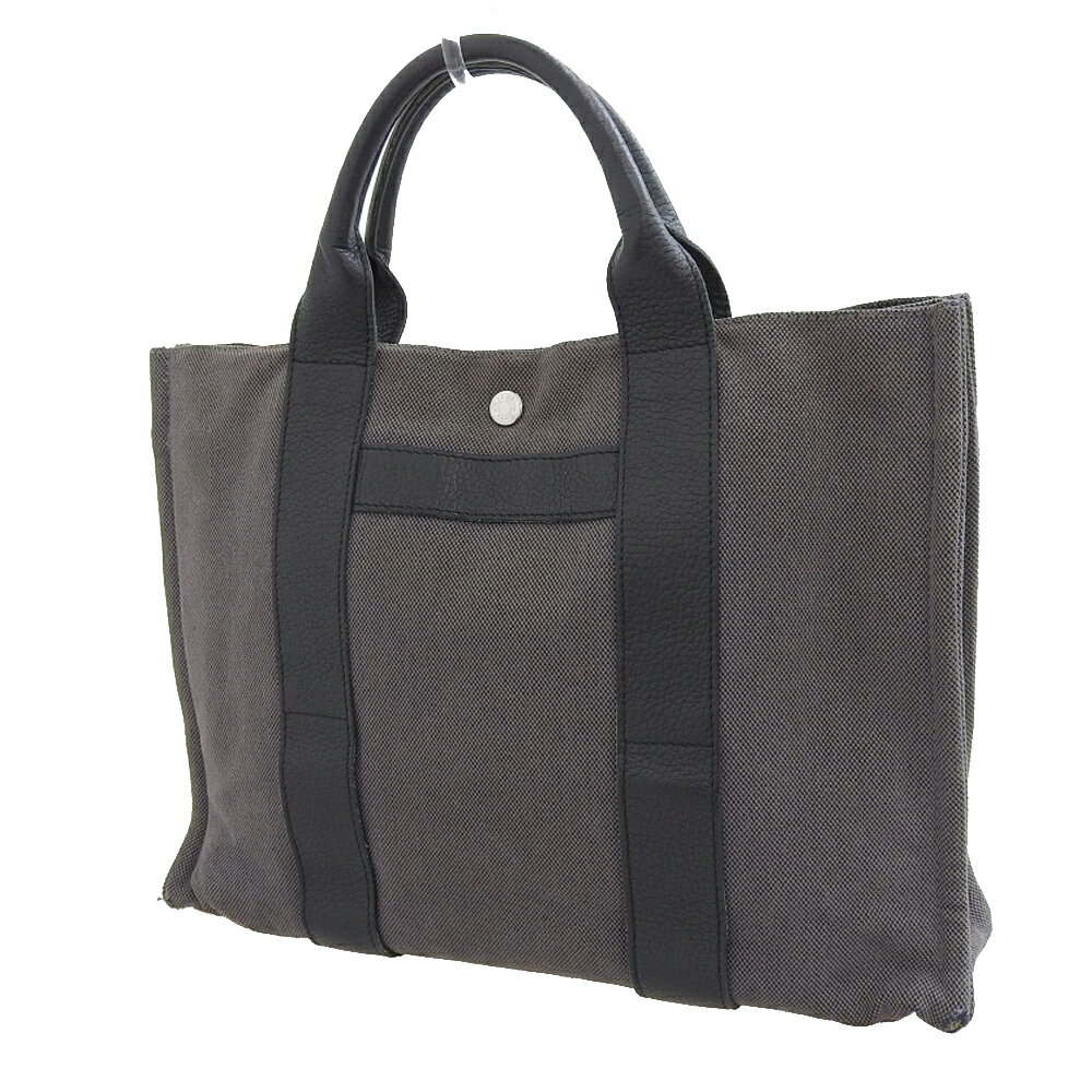 時からお買い物マラソン キャンバス 6 22 エルメス ハンドバッグ Hermes トートバッグ Hermes キャンバス 男女兼用バッグ サックアーネmm ポイント2倍 送料無料 本物保証 グレー ブラック 中古 高島屋質店 創業70年老舗質屋