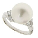 【8/1 P2倍】【大幅値下げ!】 超美品 リング Pt950 パール12.8ミリ メレダイヤ 0.48ct 10.2g 14号 【中古】 ノーブランド No ...