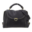 【8/1 P2倍】【本物保証】 美品 サルヴァトーレ フェラガモ Salvatore Ferragamo ガンチーニ 2WAYバッグ スタッズ レザー 黒 ブラ...