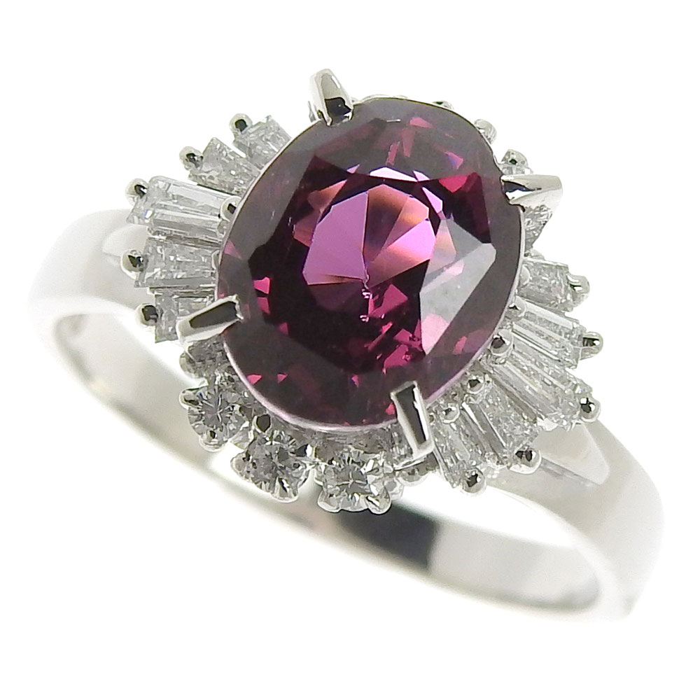 【8/1 P2倍】【大幅値下げ！】 超美品 リング Pt900 ガーネット4.31ct ダイヤ0.48ct 16.5号 7.4g 【中古】 ノーブランド No brand