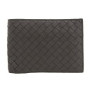 【8/1 P2倍】【本物保証】 美品 ボッテガヴェネタ BOTTEGA VENETA イントレチャート 二つ折財布 ダークブラウン 148324 【中古】