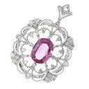 【本物保証】 ソ付 美品 ペンダント プラチナ Pt900 ピンクサファイア1.46ct メレダイヤ0.25ct 豪華 ゴージャス 【中古】 ノーブランド No...