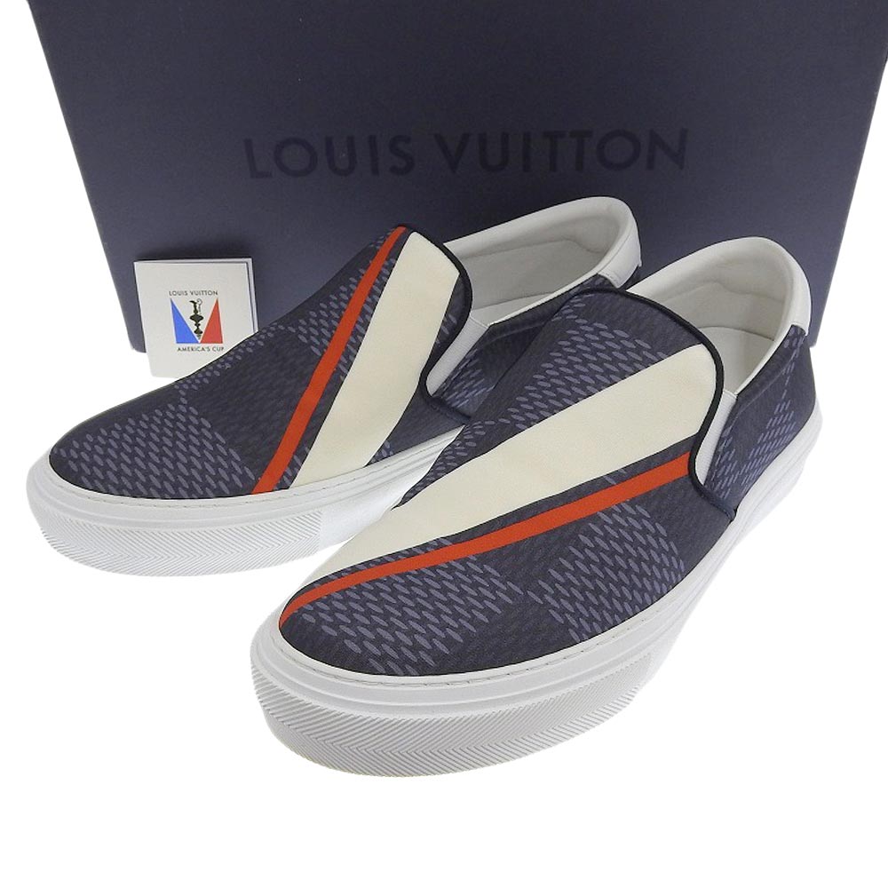 【8/1 P2倍】【本物保証】 箱付 超美品 ルイヴィトン LOUIS VUITTON スリッポン アメリカズカップ AMERICA'S CUP 2017 希少 レア 靴 7 メンズ 【中古】