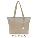 【本物保証】 布袋付 フルラ FURLA トートバッグ ハンドバッグ レザー グレージュ シンプル ファスナー付 【中古】