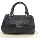 【本物保証】 布袋付 超美品 トリーバーチ TORY BURCH 2WAYバッグ ロゴ ハンドバッグ ショルダーバッグ 斜め掛け レザー ブラック HSP037 【中古】