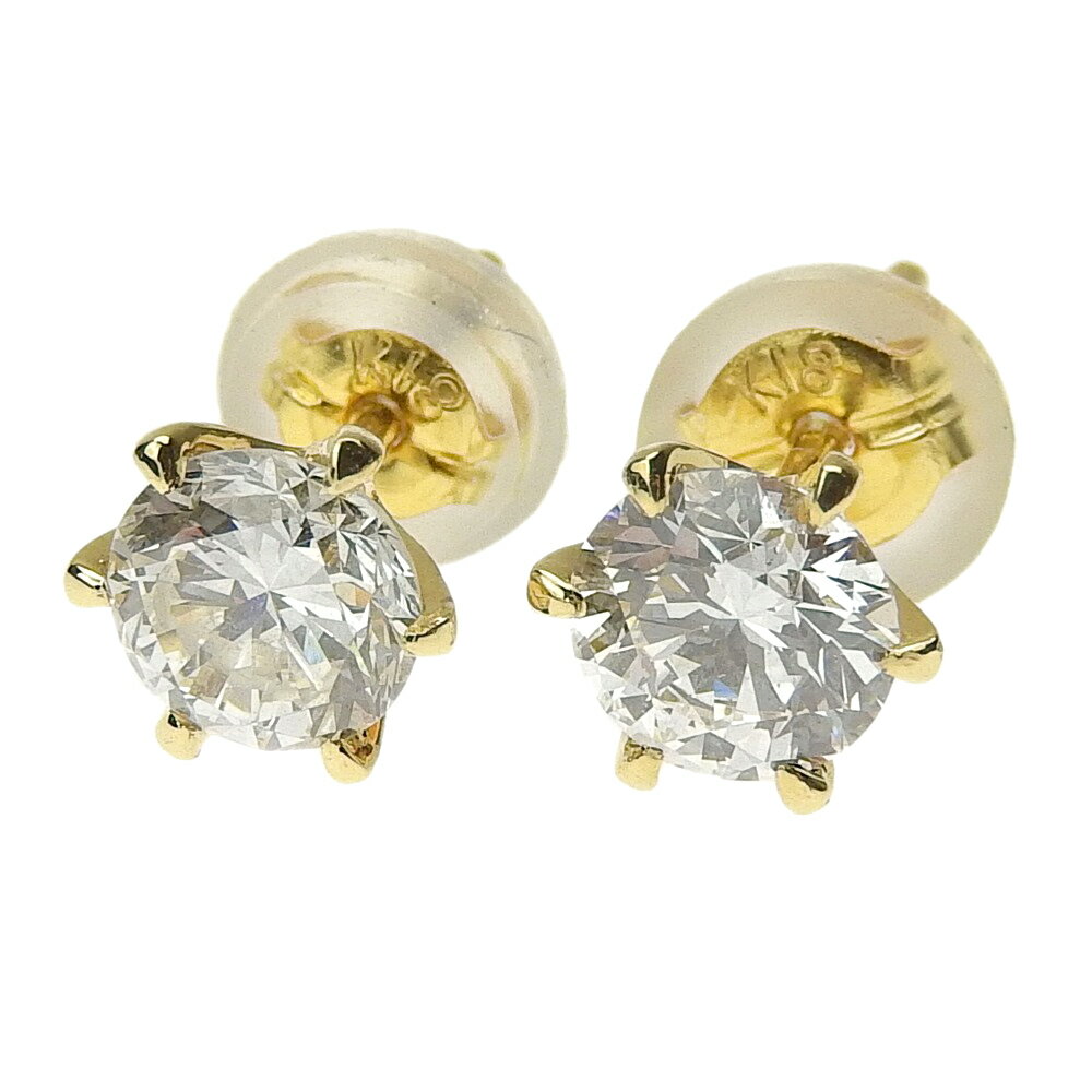 【8/1 P2倍】【大幅値下げ！】 美品 ダイヤモンド ピアス K18YG ダイヤモンド 0.431ct/0.434ct 0.9g 【中古】 ノーブランド No brand