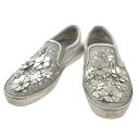 【本物保証】 ディオール CHRISTIAN DIOR ラメ スリッポン スニーカー シルバー 39 フラワー 花 【中古】