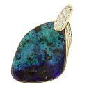 【8/1 P2倍】【本物保証】 鑑付 超美品 ペンダントトップ K18YG ボルダーオパール 27.35ct ダイヤモンド 0.22ct 大きい ノーブランド ...