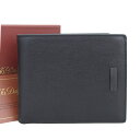 【本物保証】 箱・保付 新品同様 ST デュポン S.T. DUPONT 二つ折り財布 レザー 黒 ブラック 厩務員クラブ30th シンプル 希少 レア 【中古】(4)