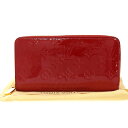 【8/1 P2倍】【本物保証】 布袋付 ルイヴィトン LOUIS VUITTON ヴェルニ ジッピーウォレット ラウンドファスナー長財布 ポムダムール M919...