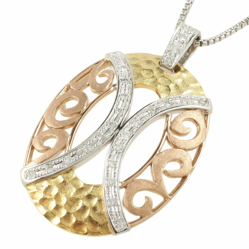 【本物保証】 新品同様 ネックレス K18YG K18PG K18WG メレダイヤモンド 0.36ct 豪華 ゴージャス ノーブランド No brand 【中古】