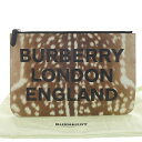 【本物保証】 布袋付 新品同様 バーバリー ロンドン BURBERRY LONDON レオパード クラッチバッグ ポーチ ブラウン 豹 ヒョウ 希少 レア 【中古】