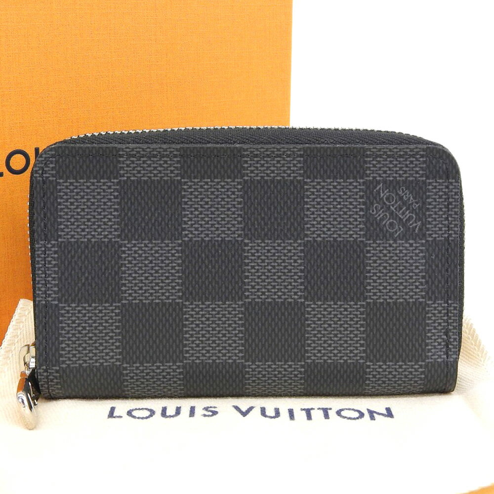 【本物保証】 箱・布袋付 新品同様 ルイヴィトン LOUIS VUITTON ダミエ グラフィット ジッピーコインパース 小銭入れ コインケース N63076 【中古】