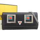 【本物保証】 箱付 超美品 フェンディ FENDI モンスター チェーンウォレット 長財布 レザー ブラック マルチカラー 8M0365 【中古】