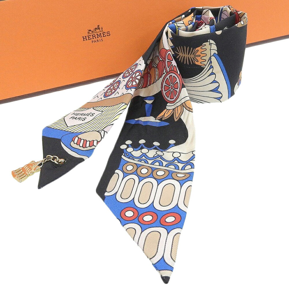 【本物保証】 箱付 超美品 エルメス HERMES ツイリー 20周年記念 ラ パティスリー フランセーズ スカーフ シルク ブラック 【中古】のサムネイル