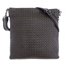 【本物保証】 ボッテガヴェネタ BOTTEGA VENETA イントレチャート 斜め掛け ショルダーバッグ レザー 茶 ブラウン 276356 【中古】