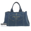 【本物保証】 保付 プラダ PRADA カナパトート ラージ GM ハンドバッグ トートバッグ デニム 青 ブルー B1872B 【中古】